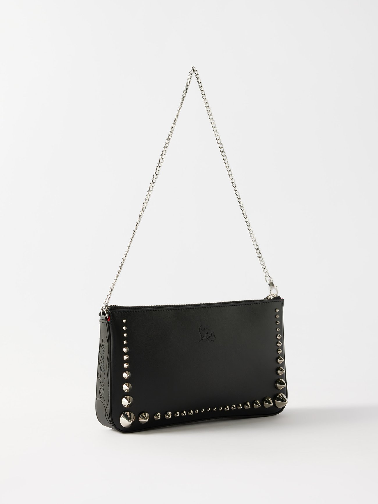 Loubila - Shoulder bag - Calf leather, rubber and spikes - Black - Christian  Louboutin