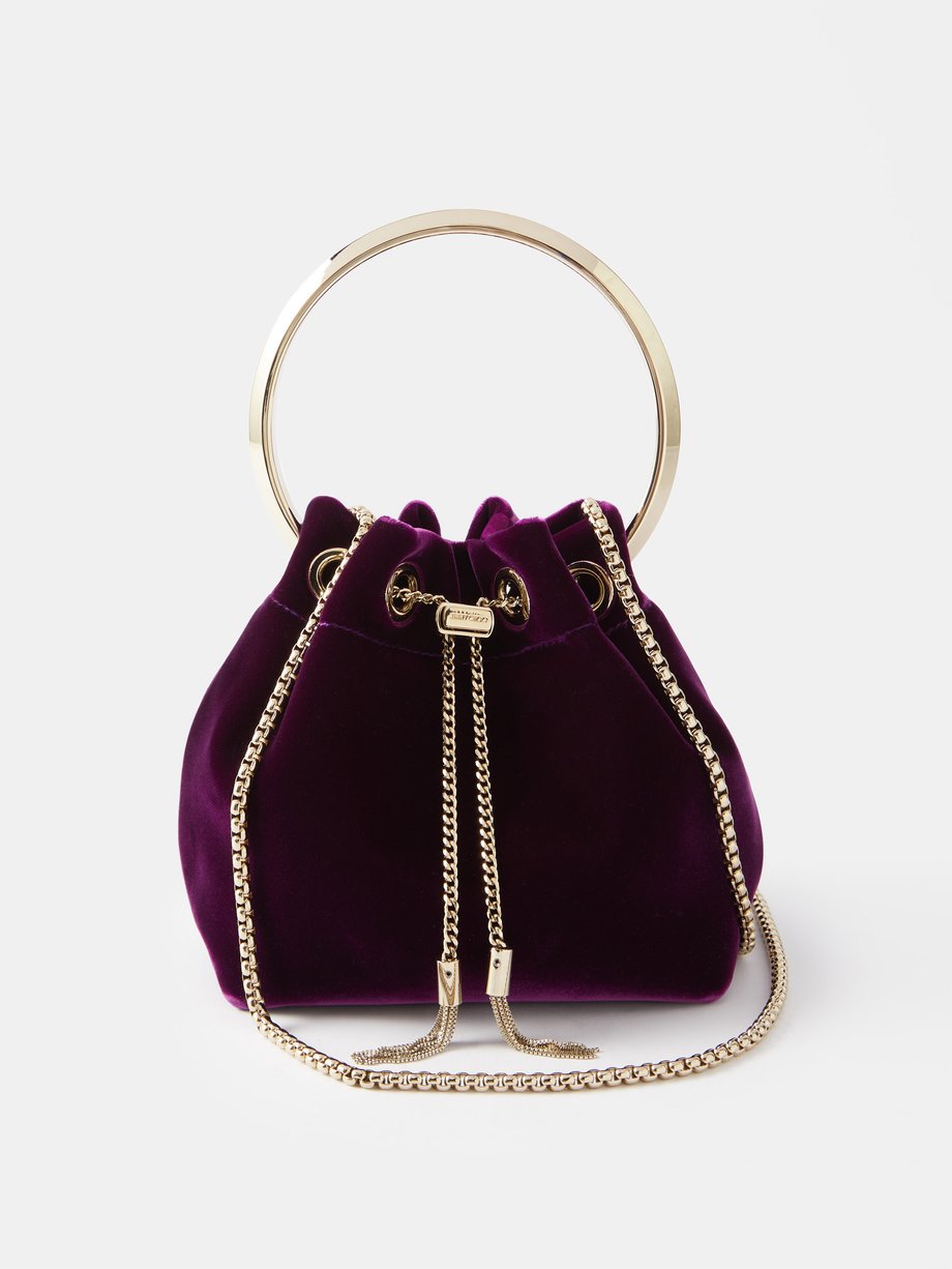 Purple Bon Bon velvet bucket bag | Jimmy Choo | MATCHES UK