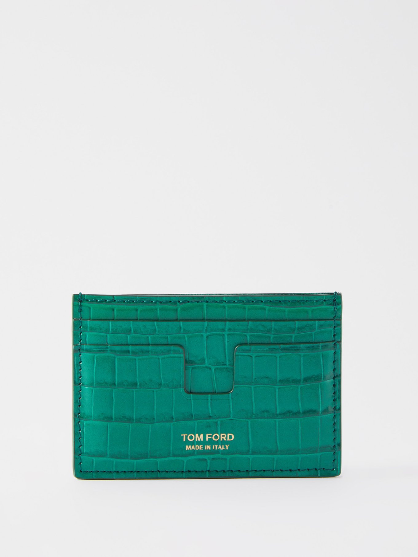 Green Crocodile-effect leather pouch, Tom Ford