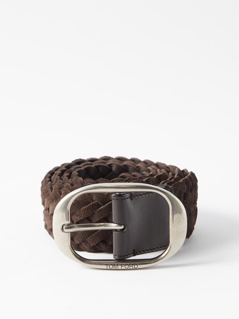 Woven suede belt in brown - Tom Ford