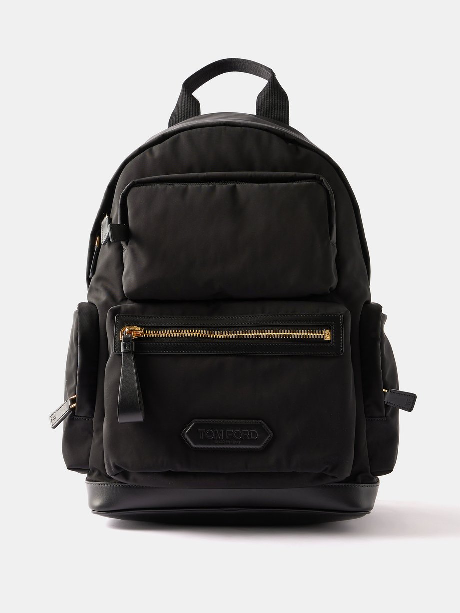Black Leather-trim twill backpack | Tom Ford | MATCHESFASHION UK