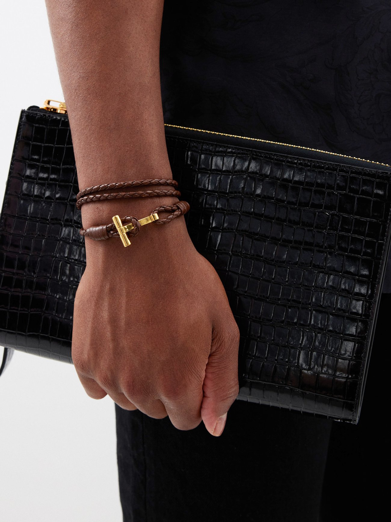 Tom Ford Woven Leather Bracelet