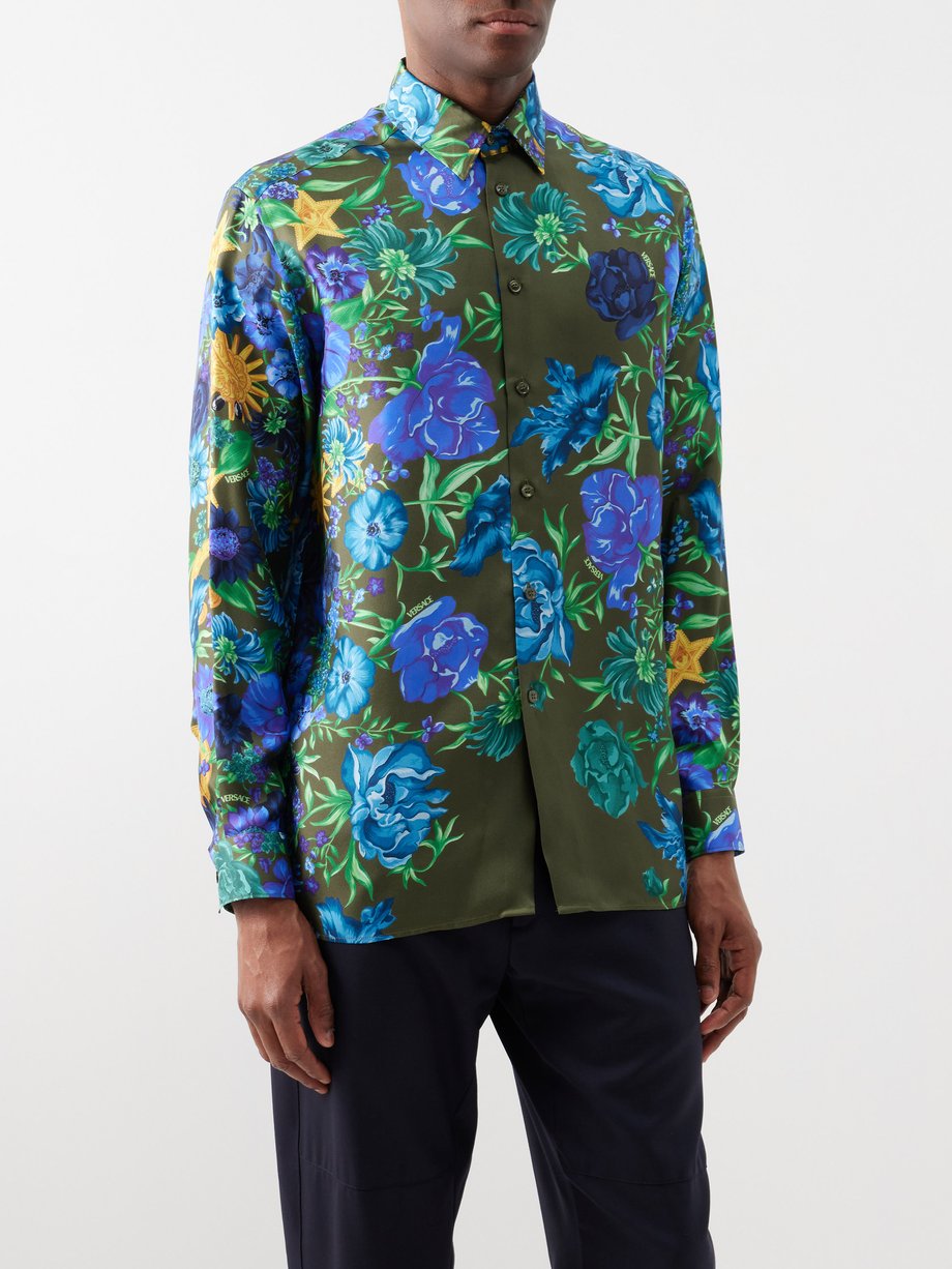 Green Wildflower West printed silk shirt | Versace | MATCHES US