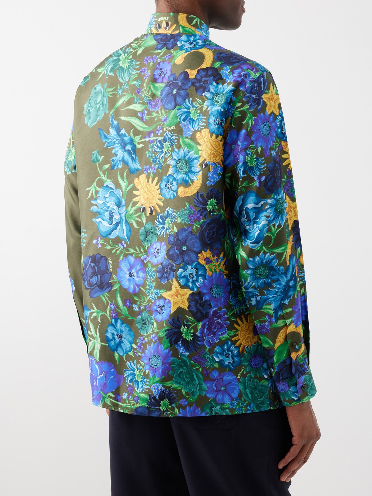 Versace Logo-Print Silk Sleep Shirt