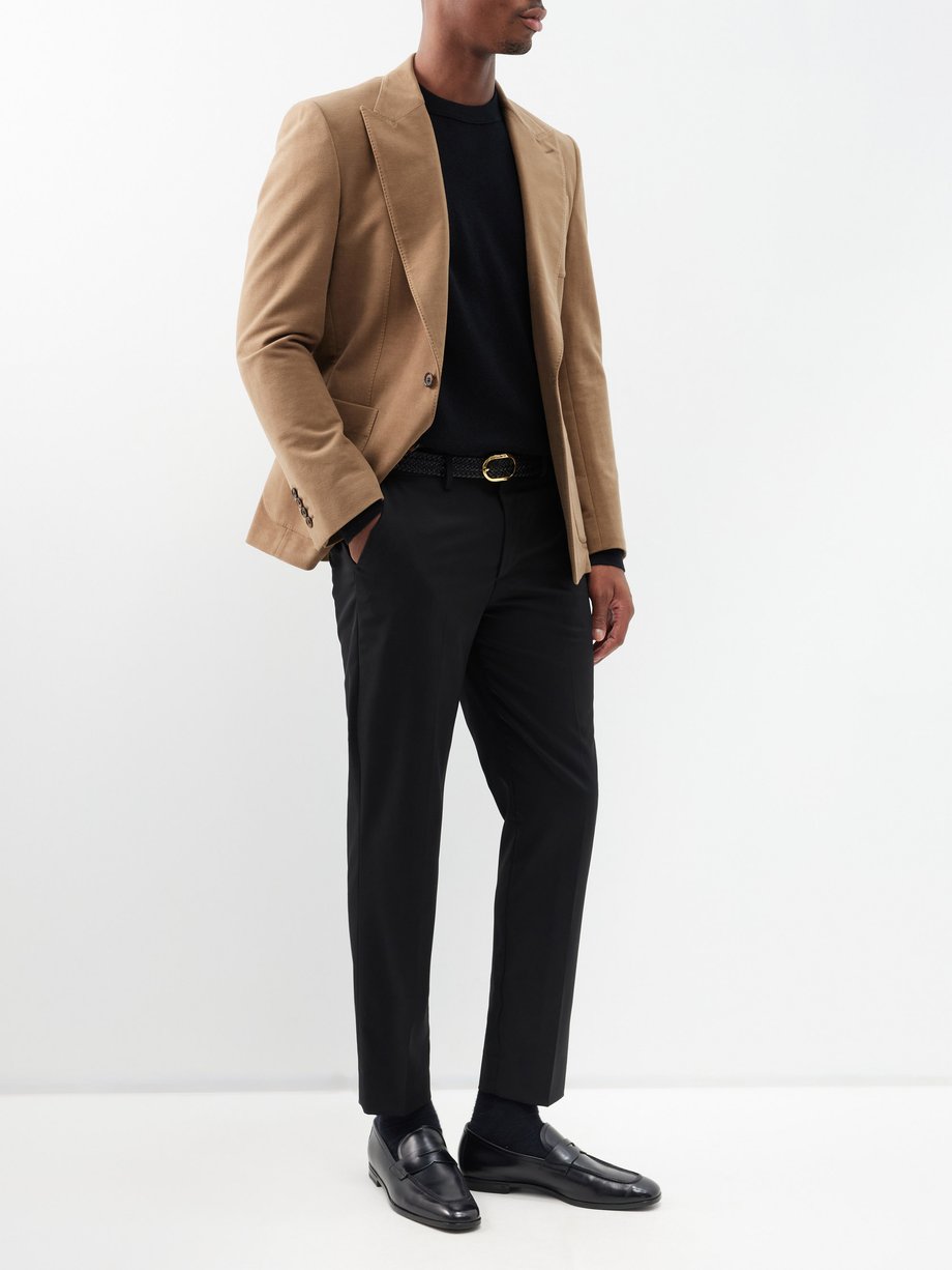 Brown Peak-lapel cotton-blend twill blazer | Dolce & Gabbana | MATCHES UK