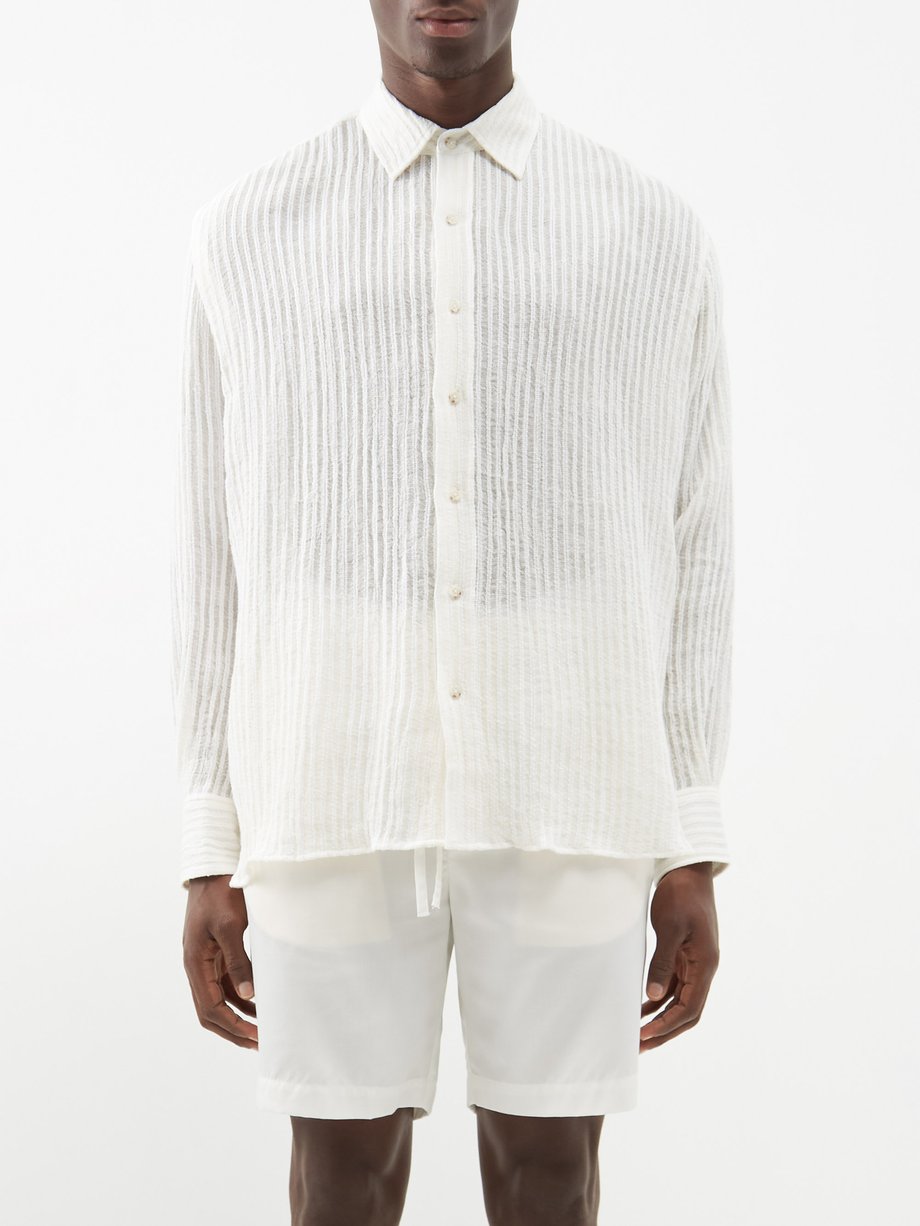 White Sheer-stripe linen-blend shirt | Commas | MATCHESFASHION UK
