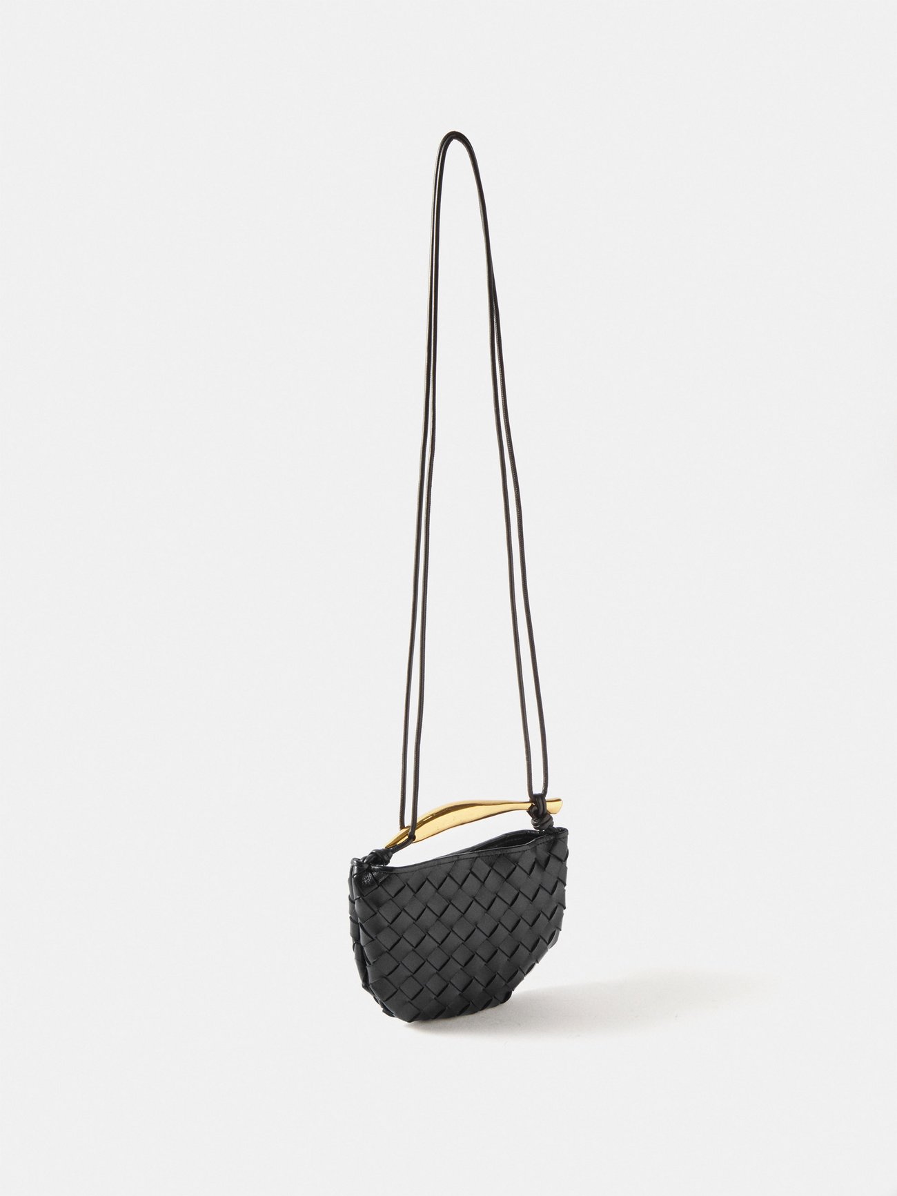 Black Sardine mini Intrecciato-leather cross-body bag, Bottega Veneta