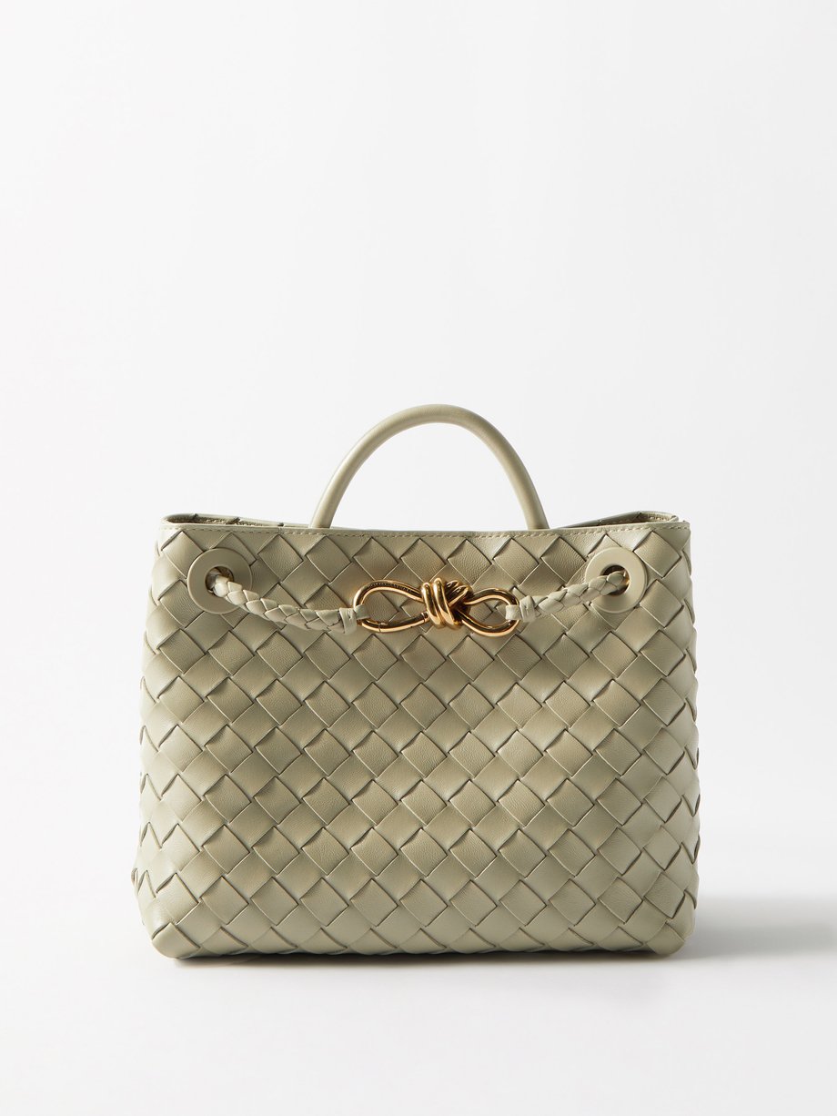 Beige Andiamo small Intrecciato-leather handbag, Bottega Veneta