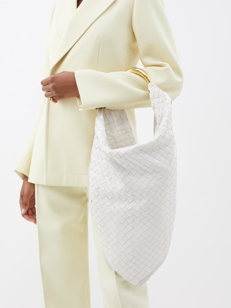 White Foulard Intrecciato-leather shoulder bag | Bottega Veneta ...