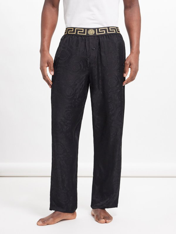 Versace Pantalon de pyjama en satin à jacquard logo