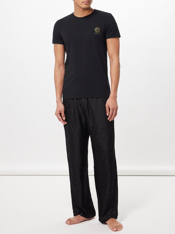 Versace Ensemble de deux hauts de pyjama en coton à logo