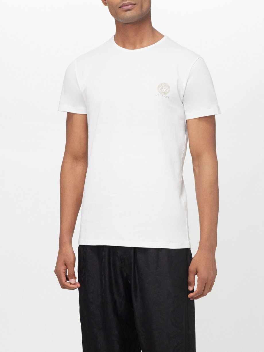 White Logo-print cotton-blend pyjama top | Versace | MATCHES UK
