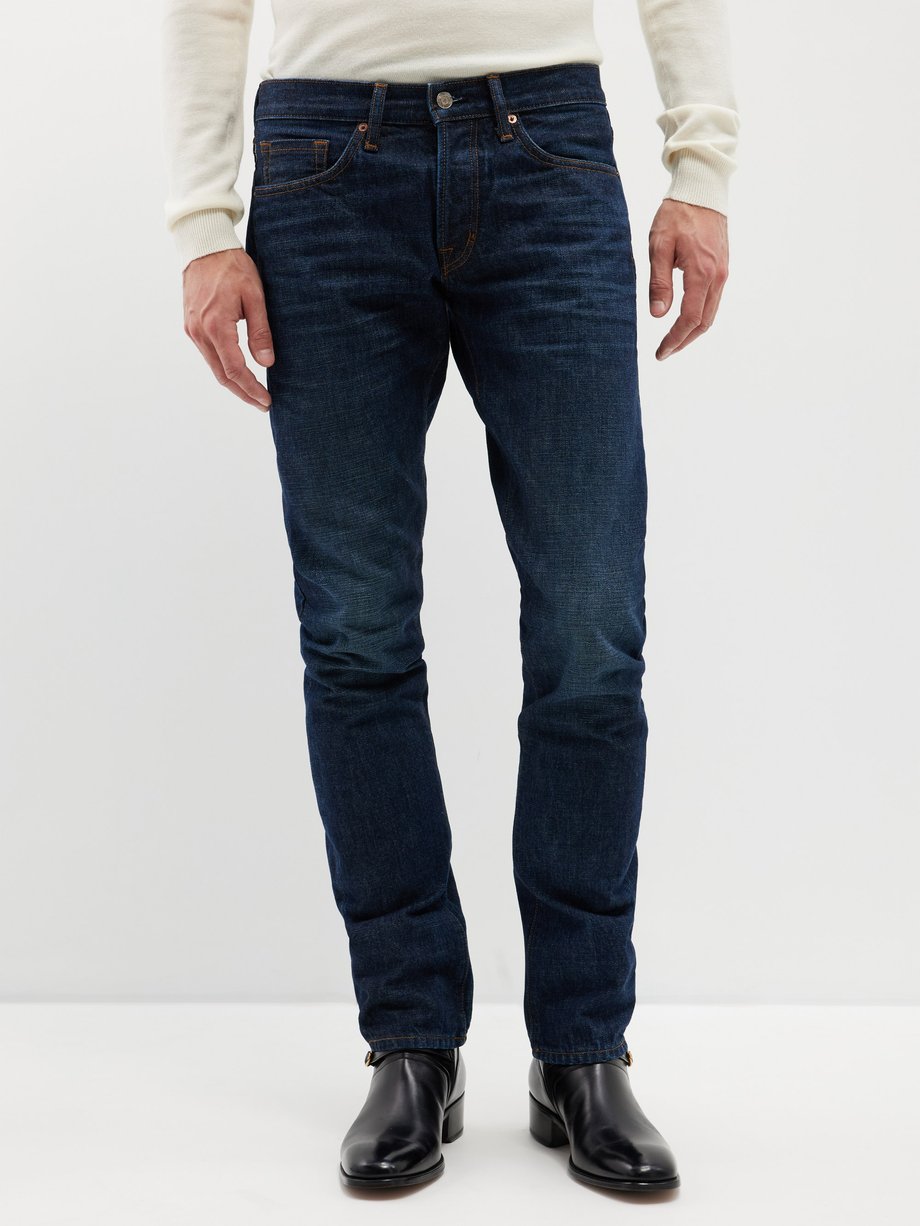Navy Selvedge slim-leg jeans | Tom Ford | MATCHESFASHION UK