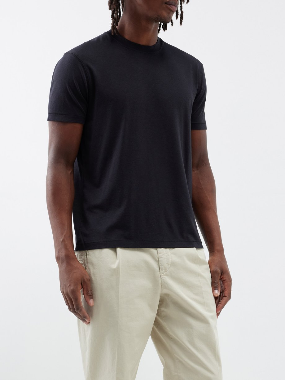 Black Crew-neck cotton-lyocell T-shirt | Tom Ford | MATCHES UK
