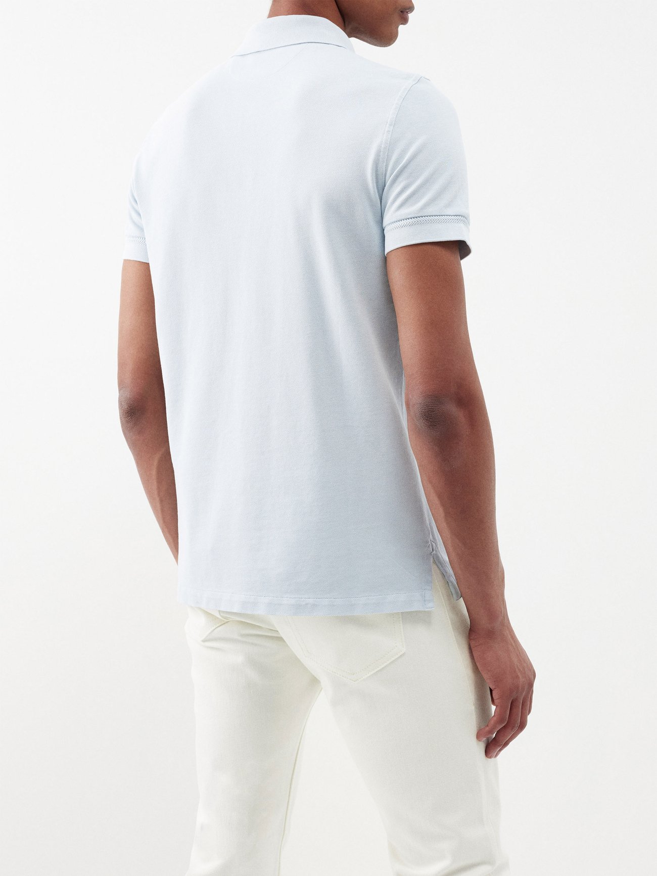 Tom Ford - logo-embroidered Cotton-piqué Polo Shirt - Mens - Light Blue