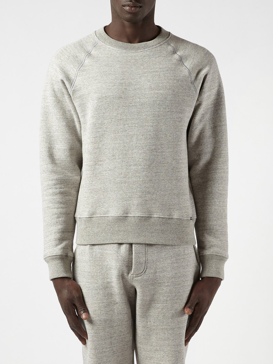 Grey Down-lined mélange cotton-jersey sweatshirt | Tom Ford ...