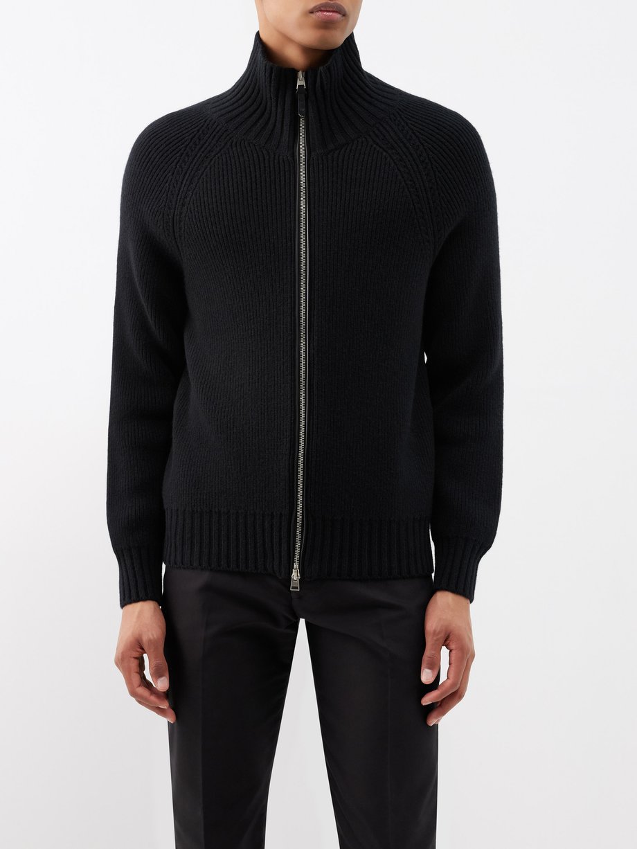 Black High-neck ribbed wool-blend sweater | Tom Ford | MATCHESFASHION US