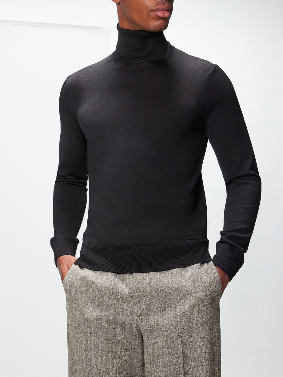 Black Roll-neck wool sweater | Tom Ford | MATCHES UK