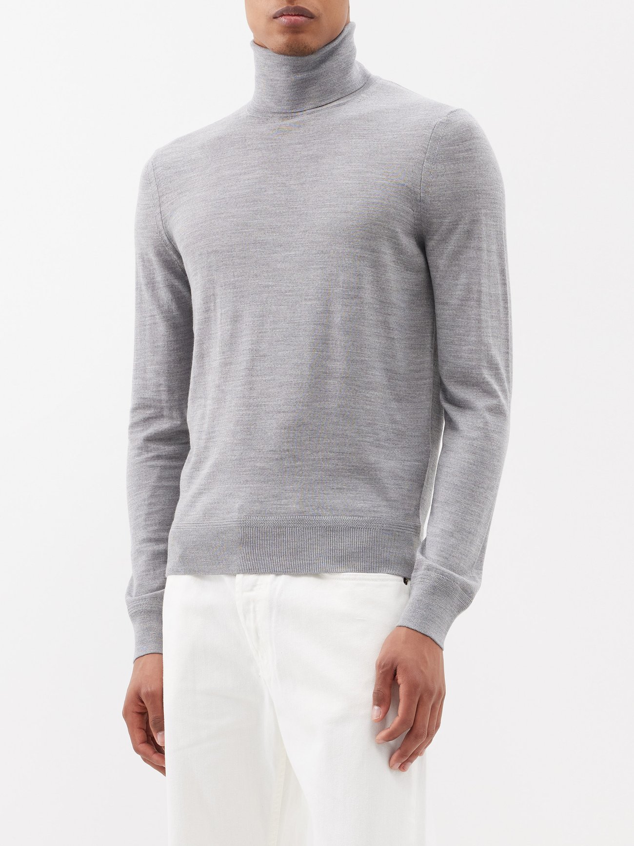 Grey Roll-neck wool sweater | Tom Ford | MATCHES UK