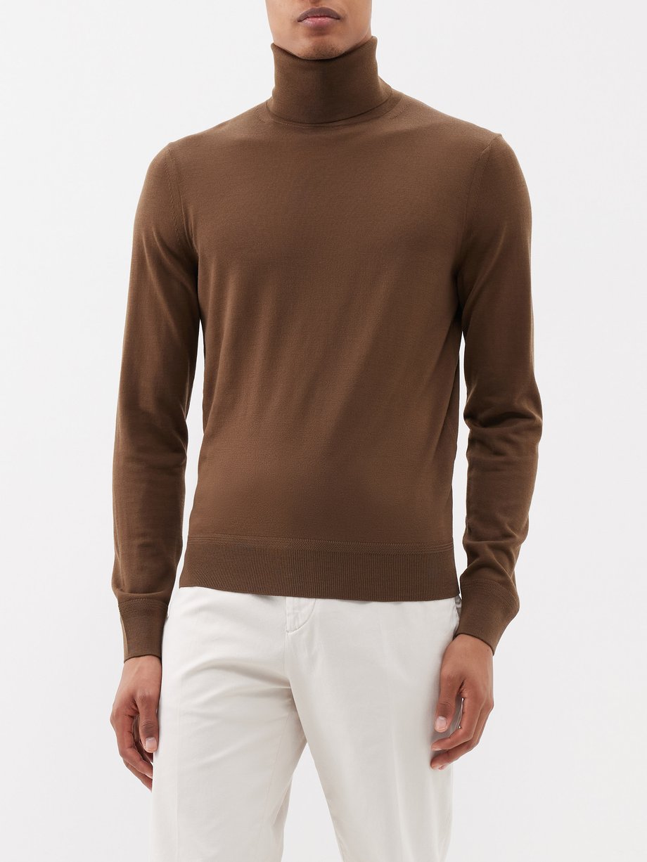 Brown Roll-neck wool sweater | Tom Ford | MATCHES UK
