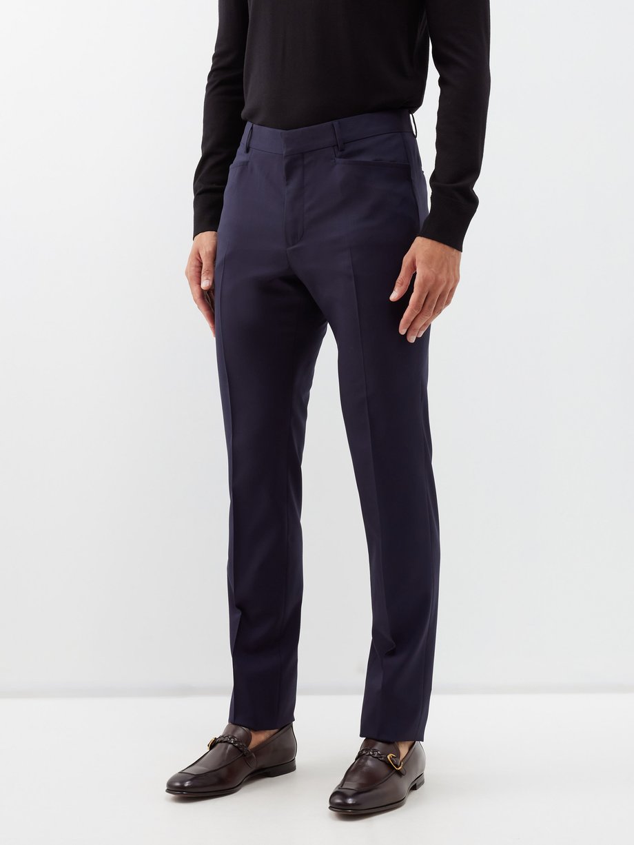 Navy Atticus Super 120s cotton trousers | Tom Ford | MATCHESFASHION UK