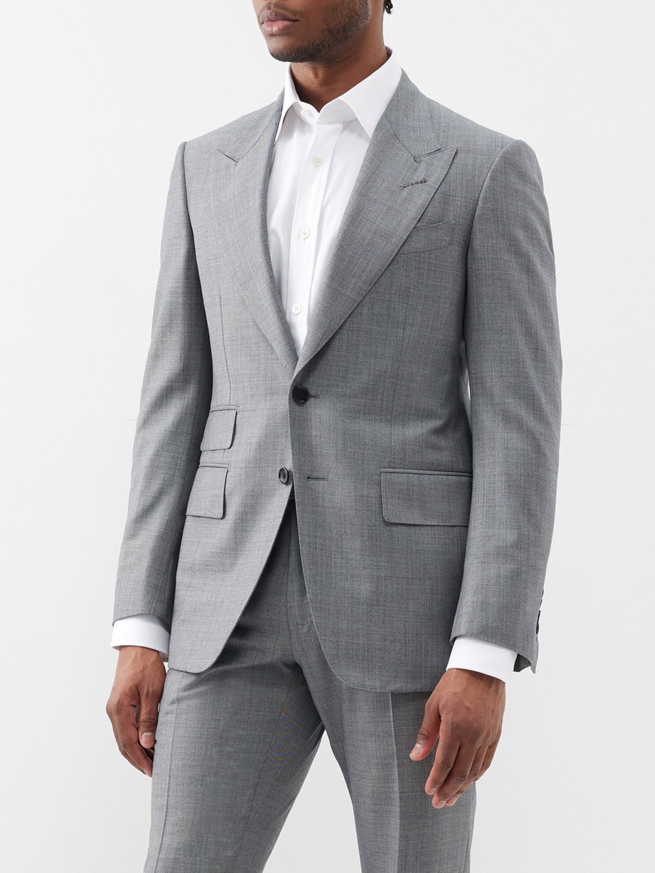 Grey Shelton wool-twill sharkskin suit | Tom Ford | MATCHESFASHION UK