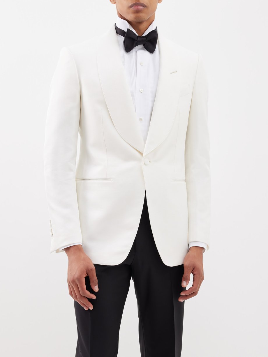 White Shelton shawl-lapel faille tuxedo jacket | Tom Ford ...