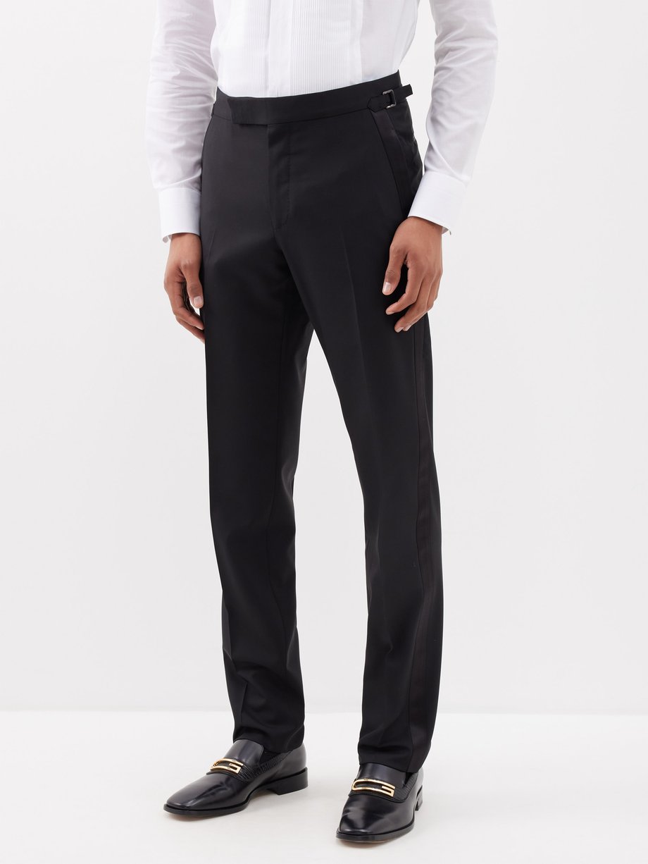 Slim Fit Checked Light Grey Wool Suit Trousers  Javier Blanco