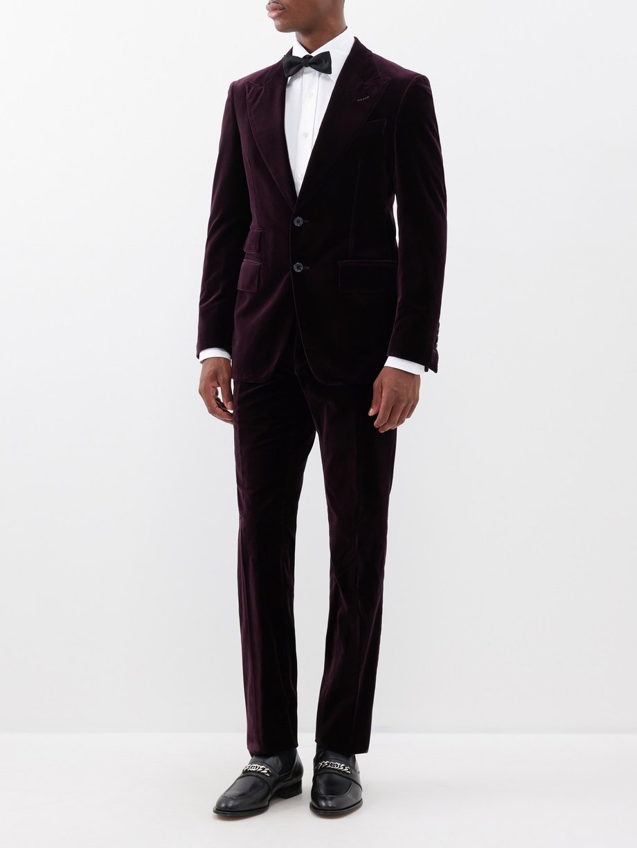 Burgundy Shelton cotton-velvet suit | Tom Ford | MATCHES US