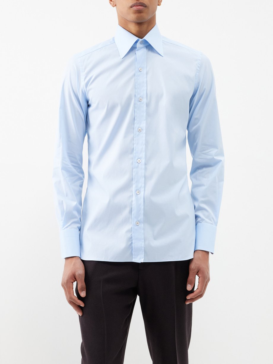 Blue Point-collar cotton-poplin shirt | Tom Ford | MATCHES UK
