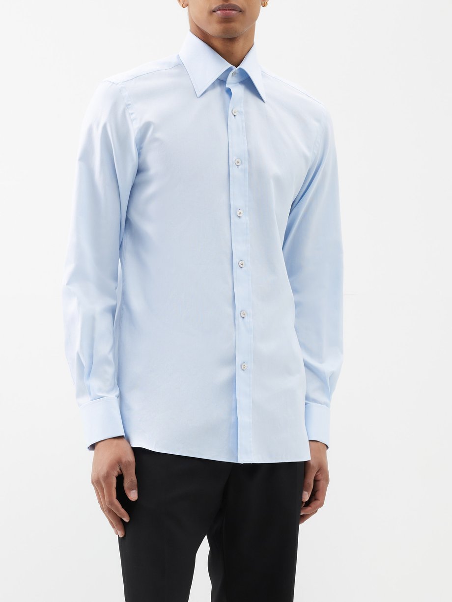 Blue Point-collar cotton-poplin shirt | Tom Ford | MATCHESFASHION US