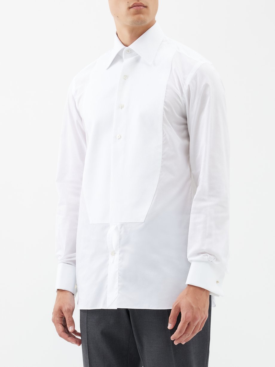 White Bib-front cotton tuxedo shirt | Tom Ford | MATCHES UK