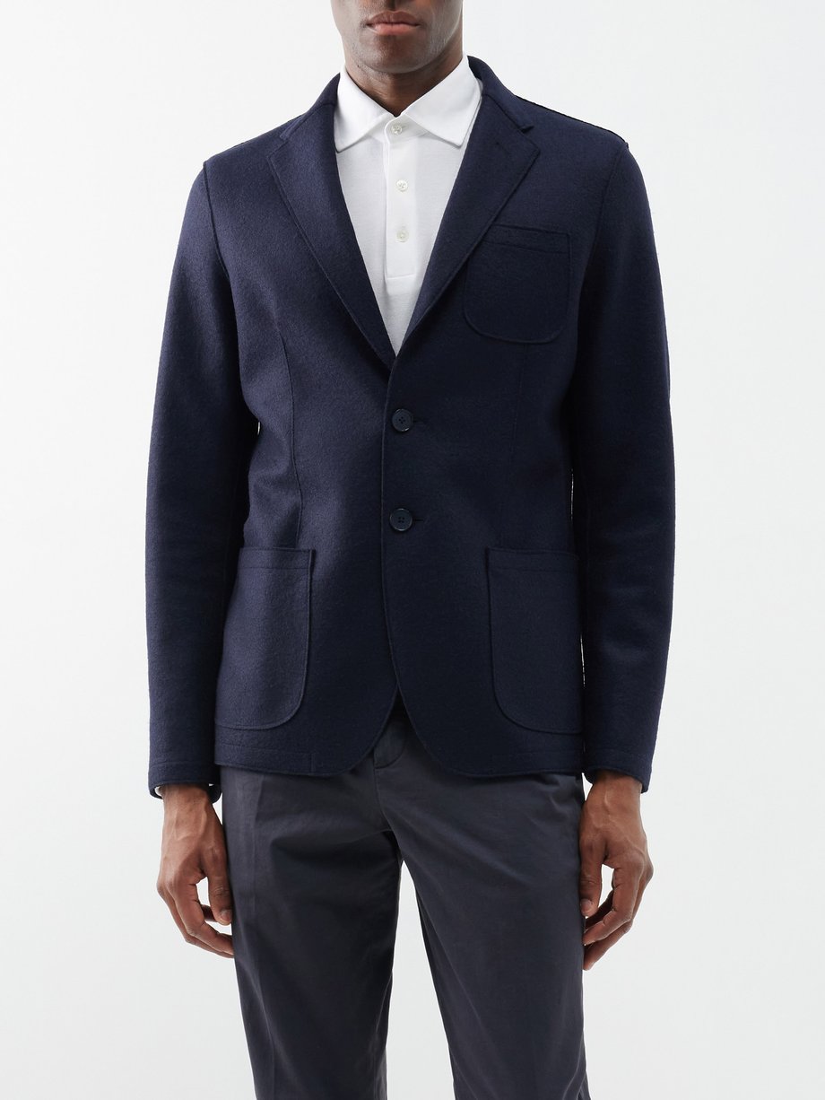 Navy Wool-felt blazer | Herno | MATCHESFASHION UK