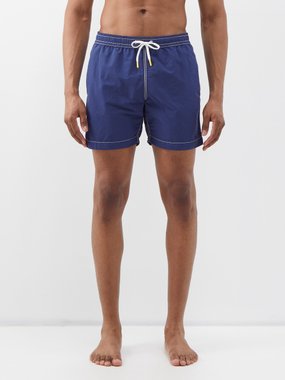 HARTFORD PALMS PRINT SWIM TRUNKS Man Blue Denim