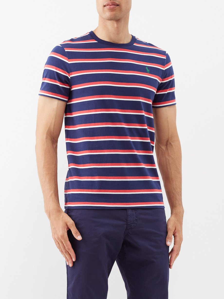 Navy Slim-fit striped cotton-jersey T-shirt | Polo Ralph Lauren | MATCHES UK
