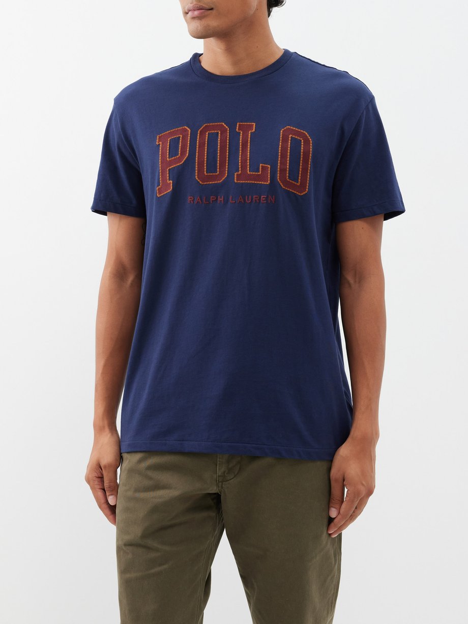Navy Logo-embroidered cotton-jersey T-shirt | Polo Ralph Lauren