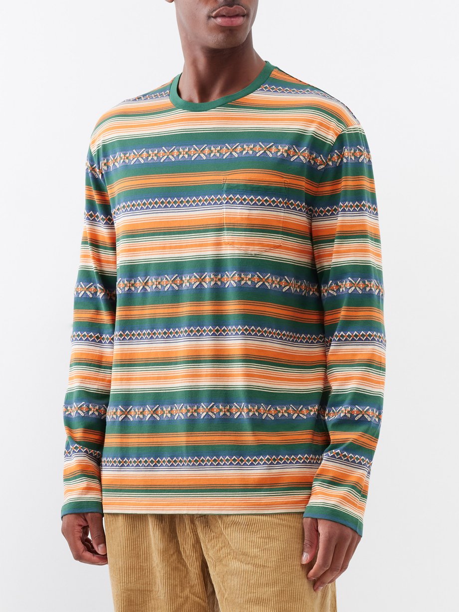Multicoloured Jacquard-knit striped-cotton long sleeve T-shirt, Polo Ralph  Lauren