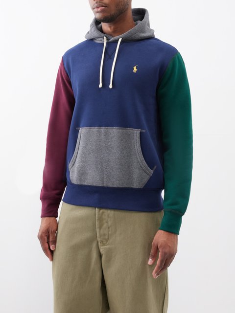 Blue Colour-block cotton-blend hoodie | Polo Ralph Lauren | MATCHES UK