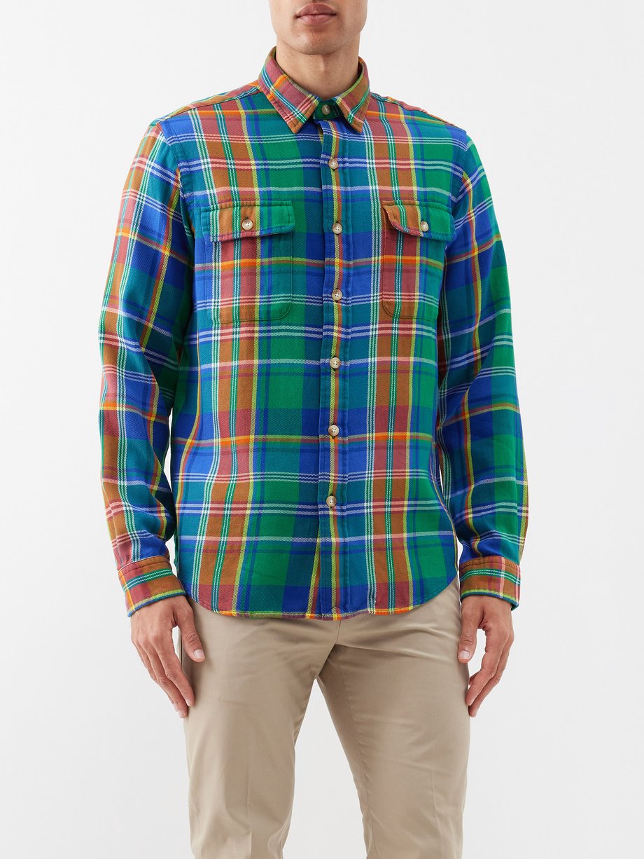 Green Ranch checked cotton-flannel shirt