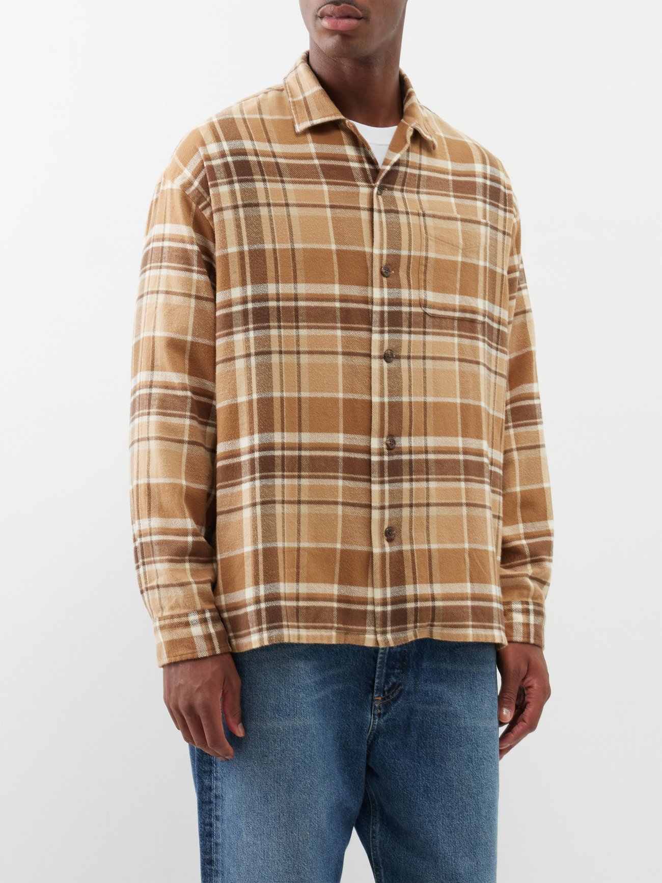 Brown Checked cotton flannel shirt | Polo Ralph Lauren | MATCHES UK
