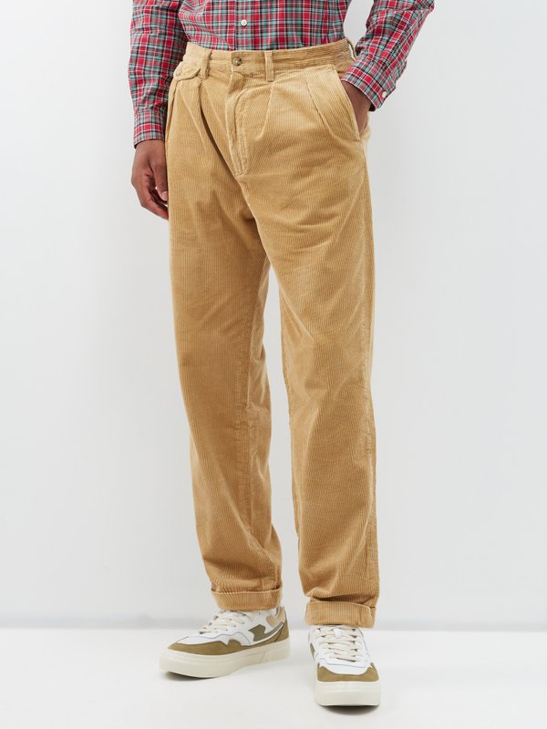 Drake's Straight-leg Pleated Cotton-corduroy Trousers in Brown for Men |  Lyst UK