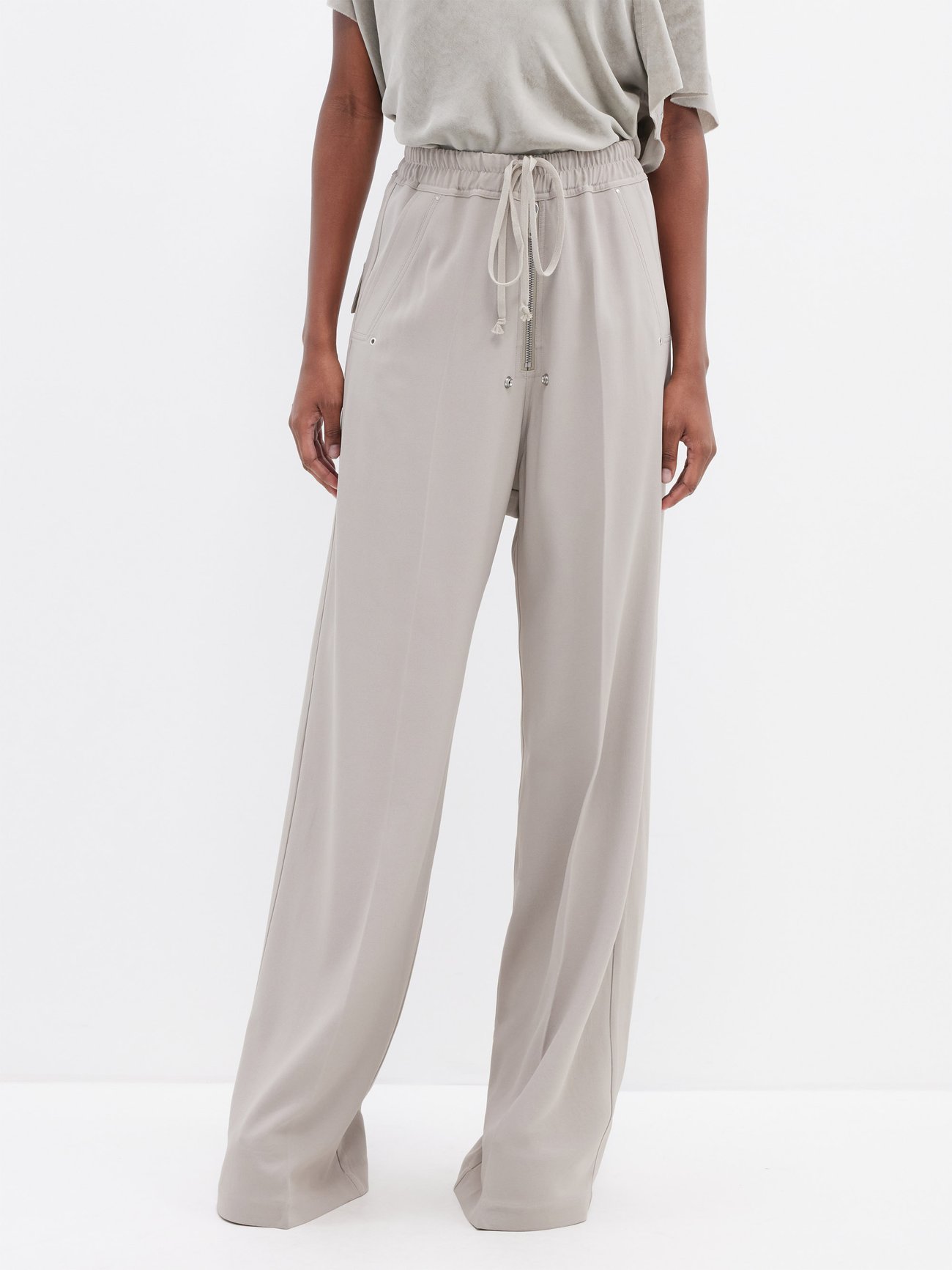 White Geth Belas drawstring cady wide-leg trousers | Rick Owens