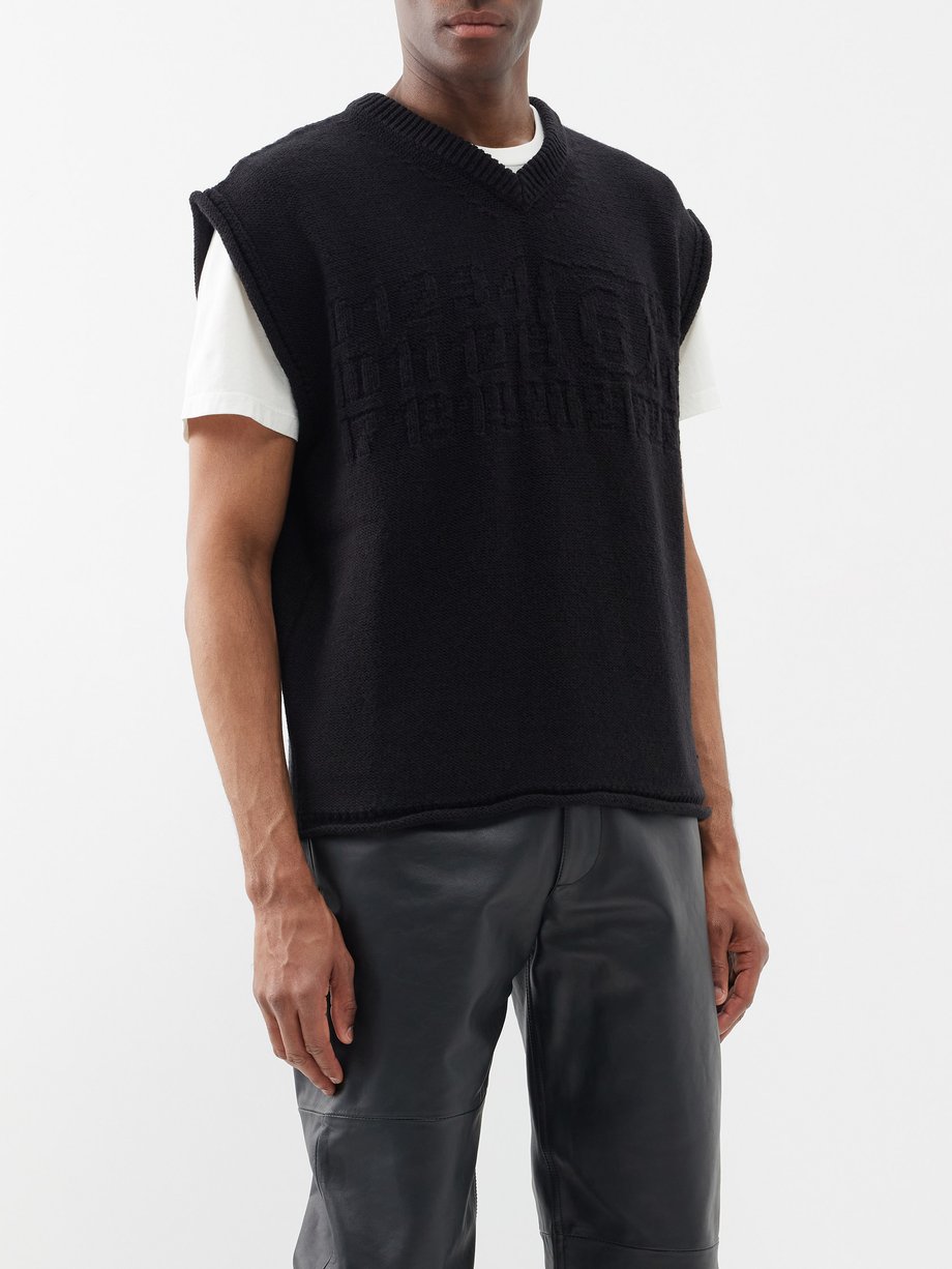 Black V-neck wool-blend sweater vest | MM6 Maison Margiela