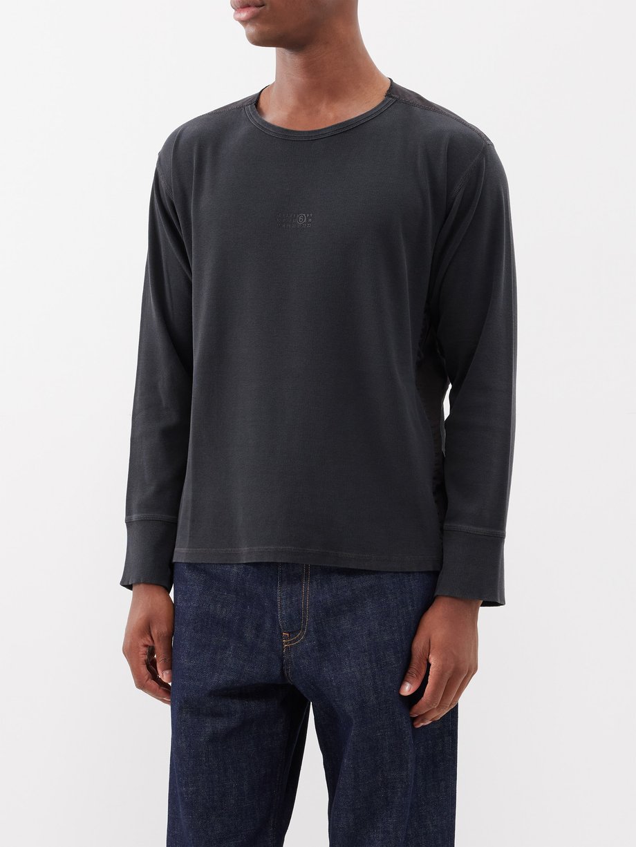 Panelled cotton-jersey long-sleeved T-shirt video