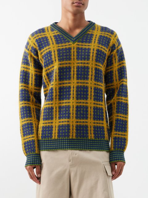 Green Checked wool-blend sweater | Marni | MATCHES UK