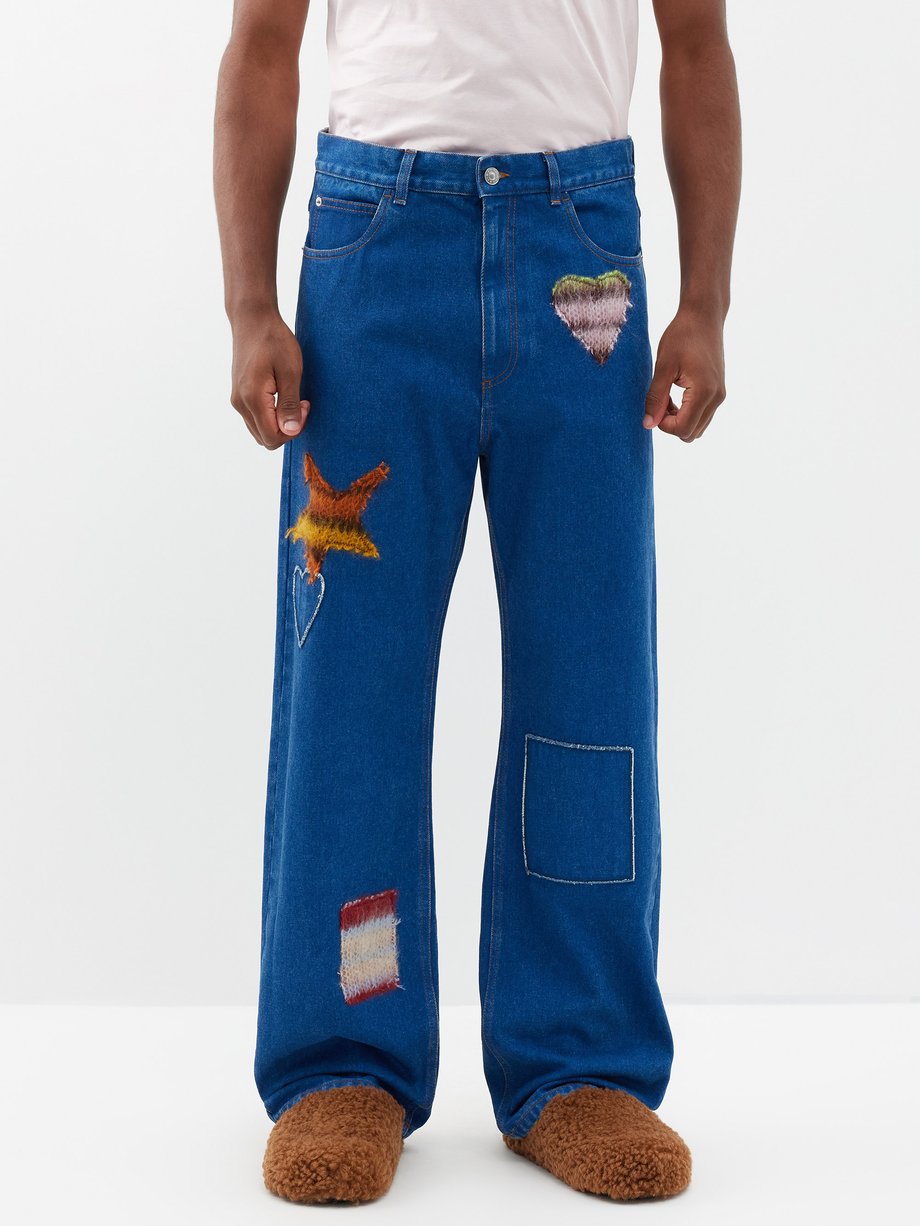 Blue Mohair-patch straight-leg jeans | Marni | MATCHESFASHION UK