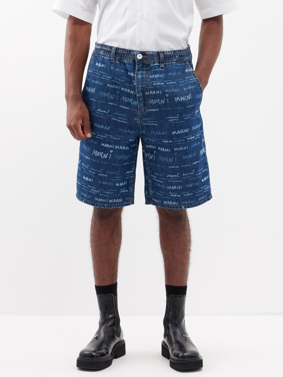 Marni logo-print Shorts - Blue