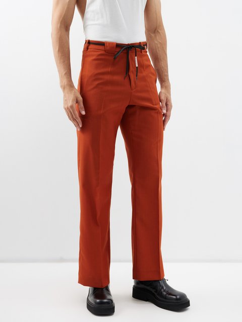 Elegant orange men's curling pants in stretch cotton made in France