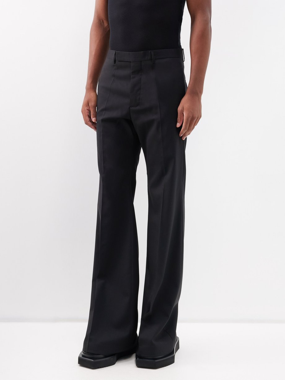 Black Flared wool-blend trousers | Rick Owens | MATCHESFASHION UK