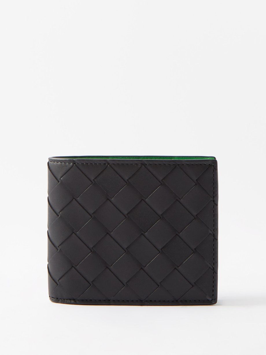 Black Intrecciato leather bi-fold wallet | Bottega Veneta | MATCHES UK